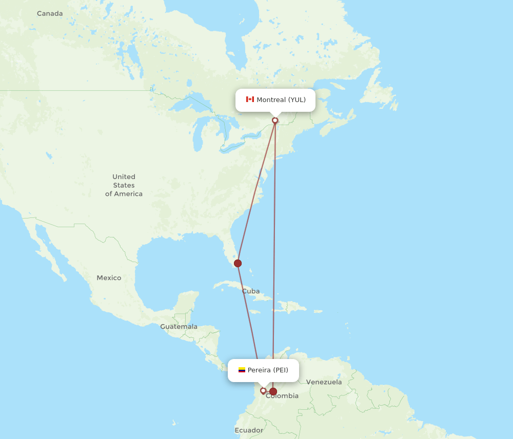 PEI-YUL flight routes