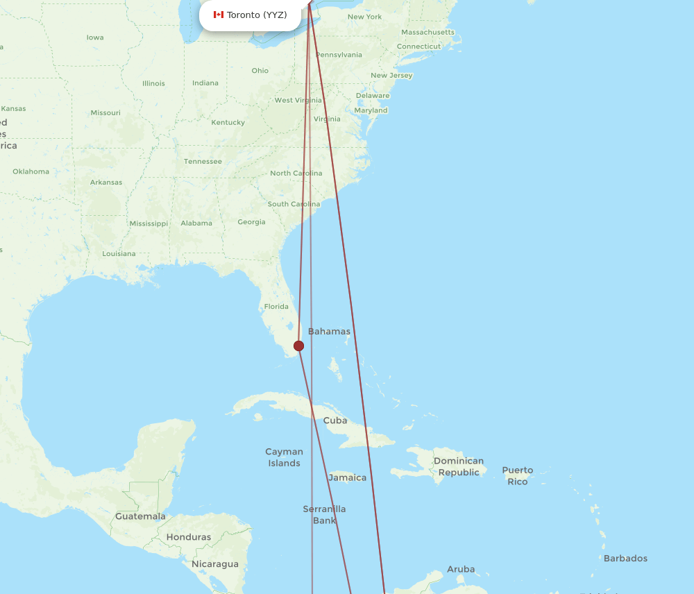 Toronto - Pereira route map and flight paths