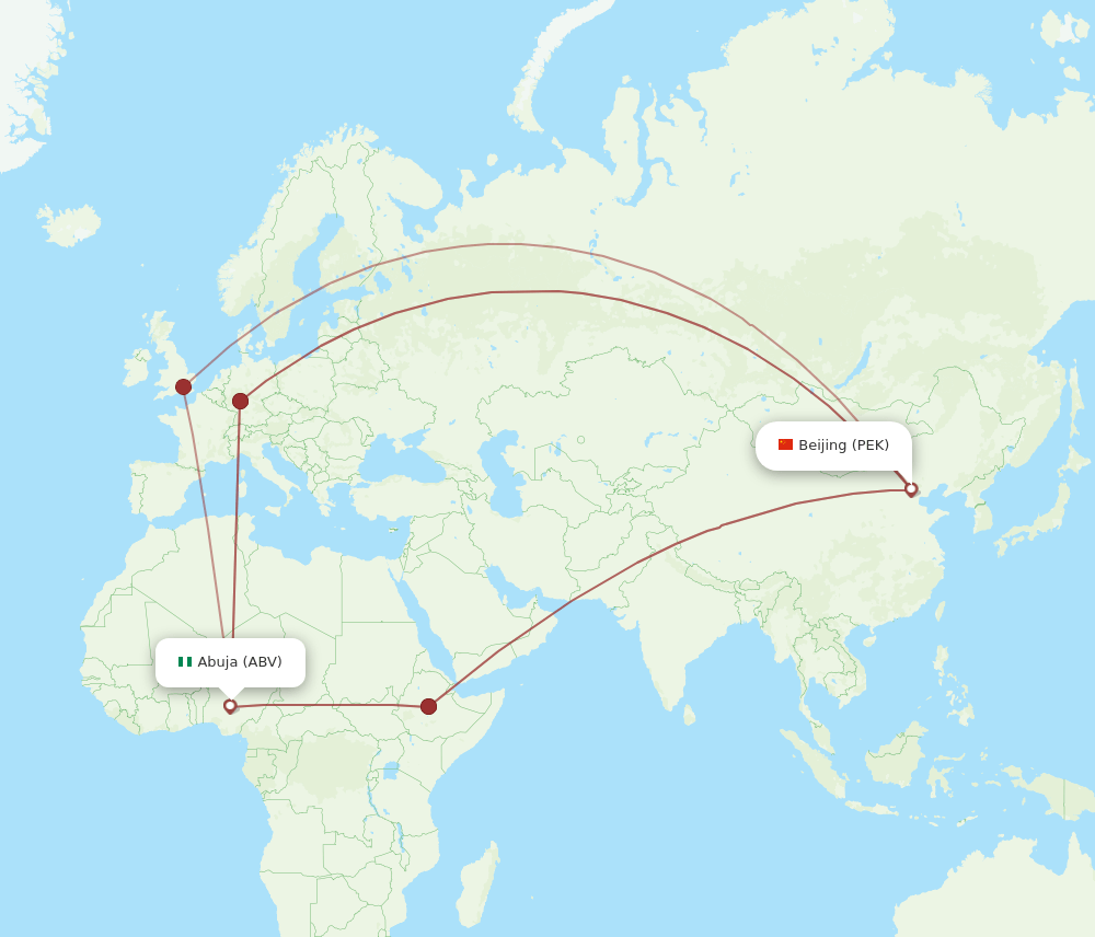 PEK-ABV flight routes