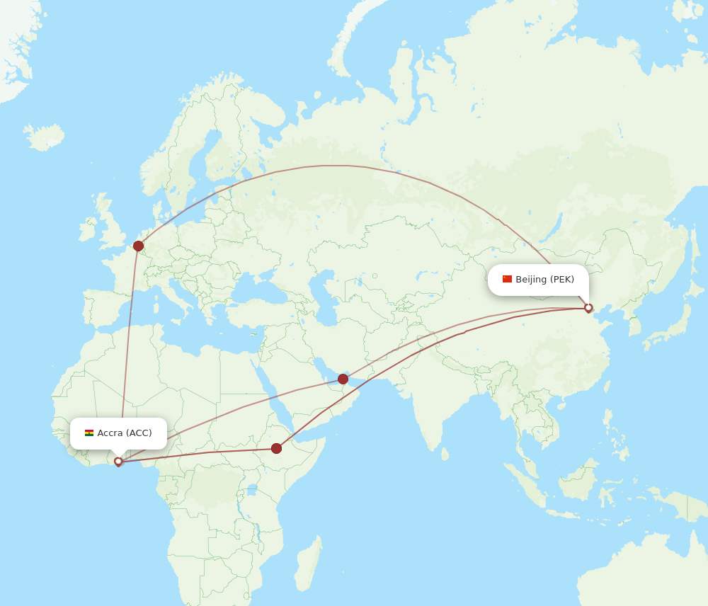 PEK-ACC flight routes