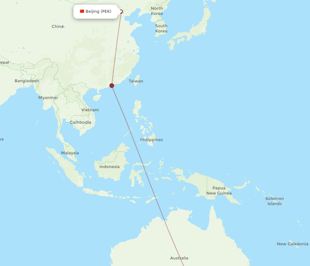 PEK-ADL flight routes