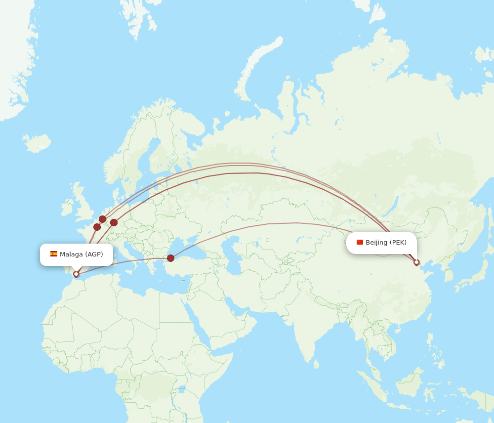 PEK-AGP flight routes