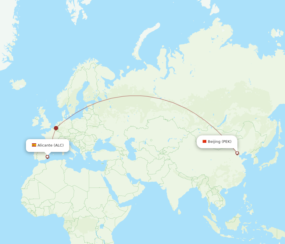 PEK-ALC flight routes