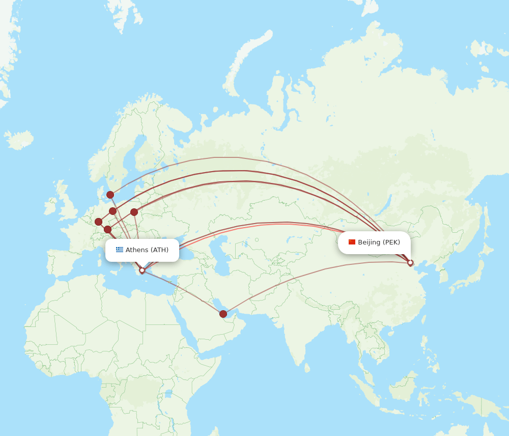 PEK-ATH flight routes