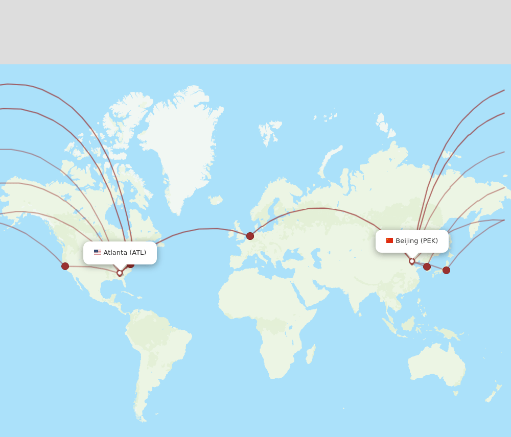 PEK-ATL flight routes