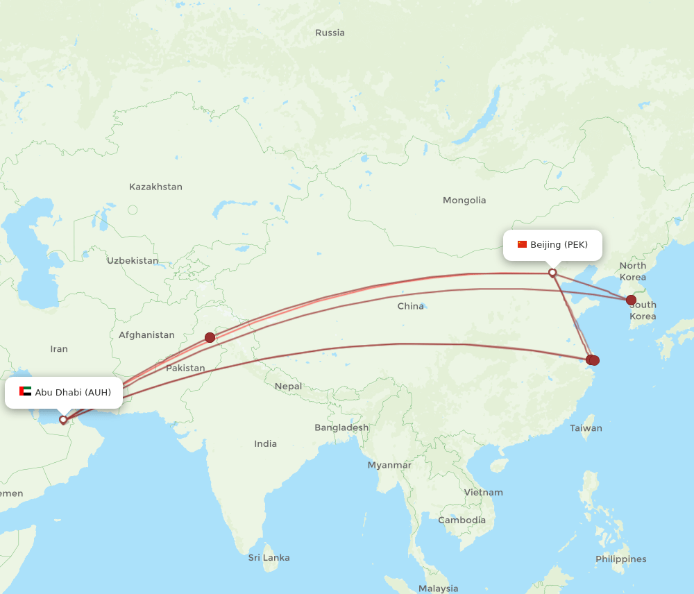 PEK-AUH flight routes
