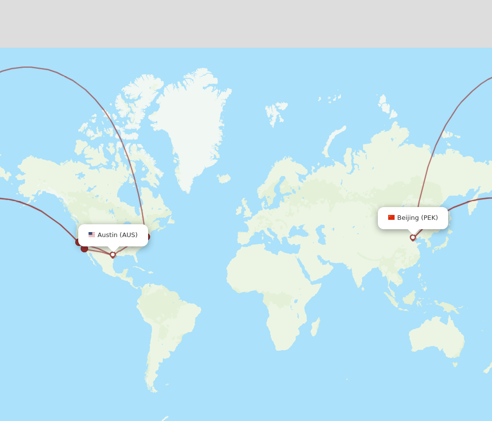 PEK-AUS flight routes
