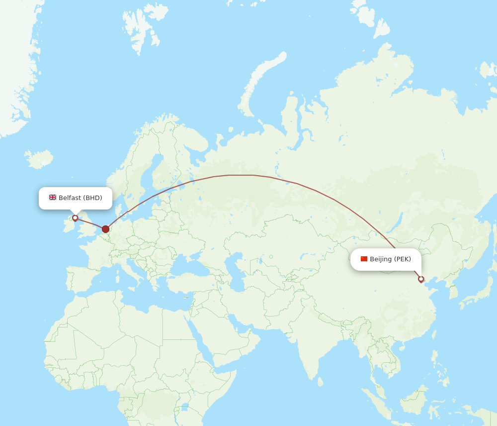 PEK-BHD flight routes