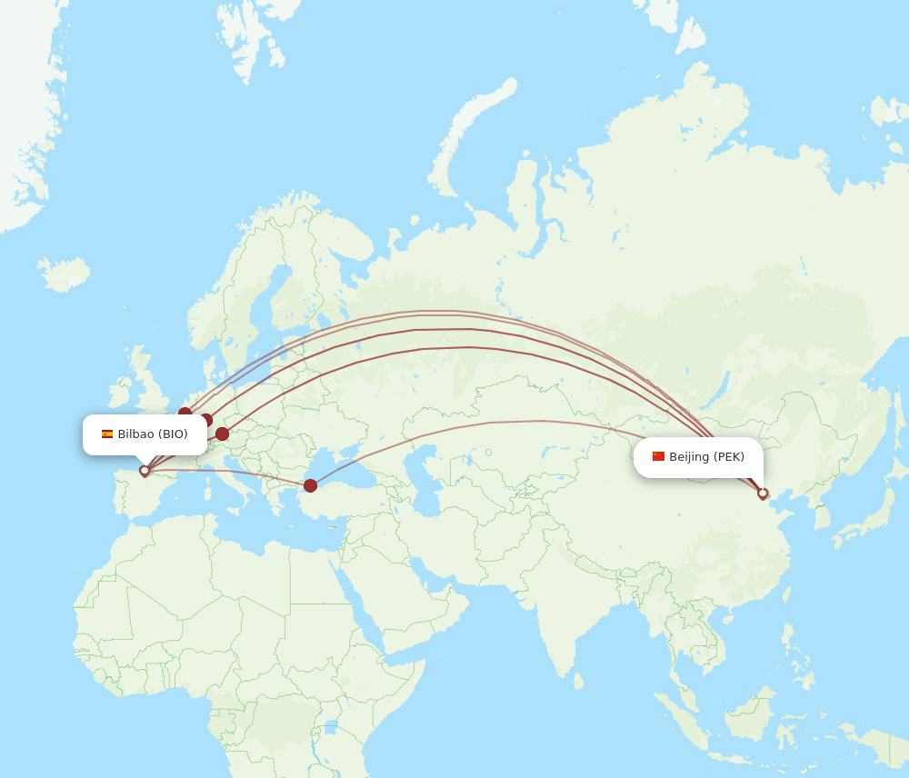 PEK-BIO flight routes