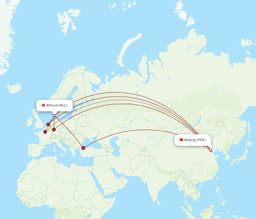 PEK-BLL flight routes