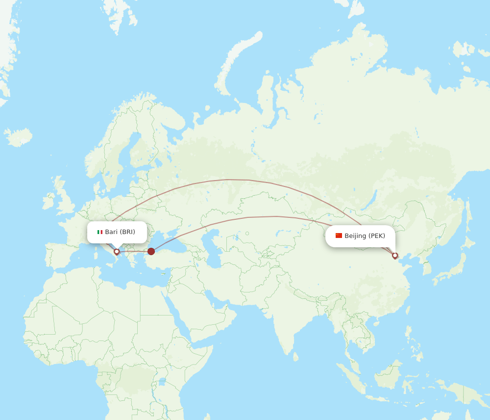 PEK-BRI flight routes