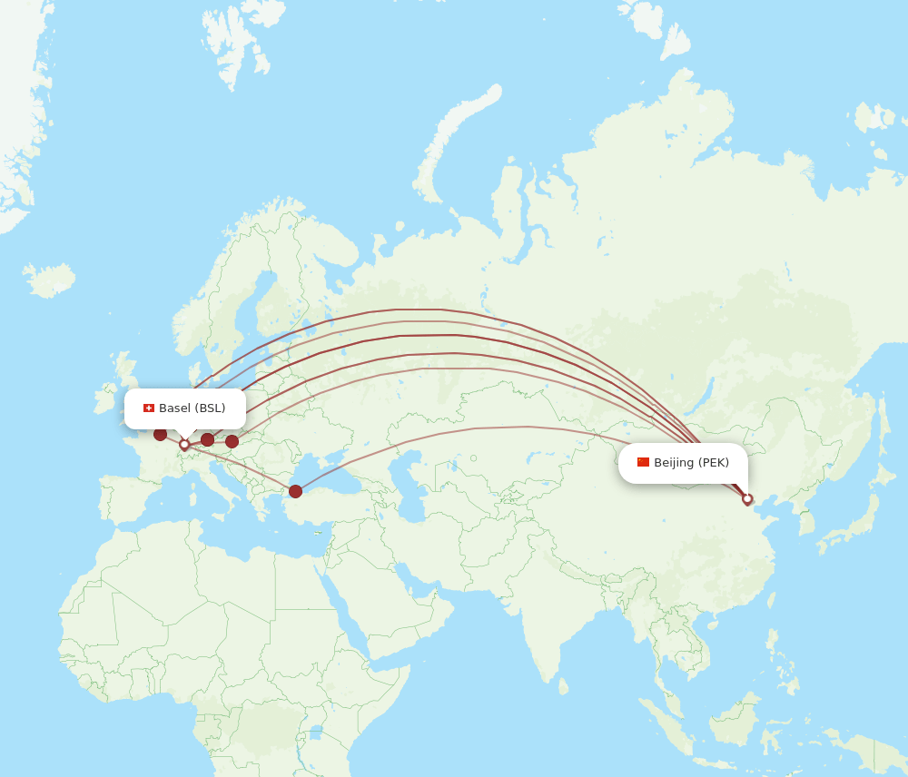 PEK-BSL flight routes