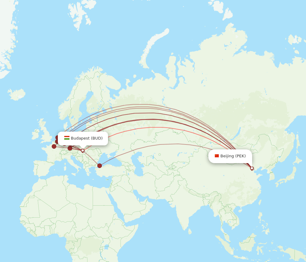 PEK-BUD flight routes