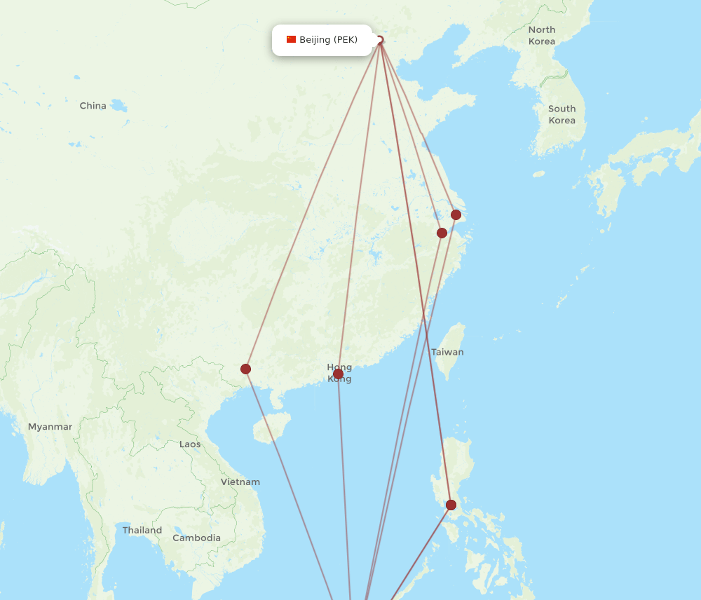 PEK-BWN flight routes