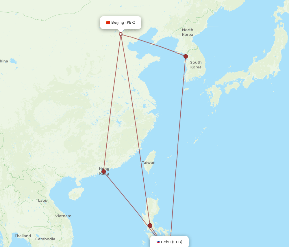 PEK-CEB flight routes