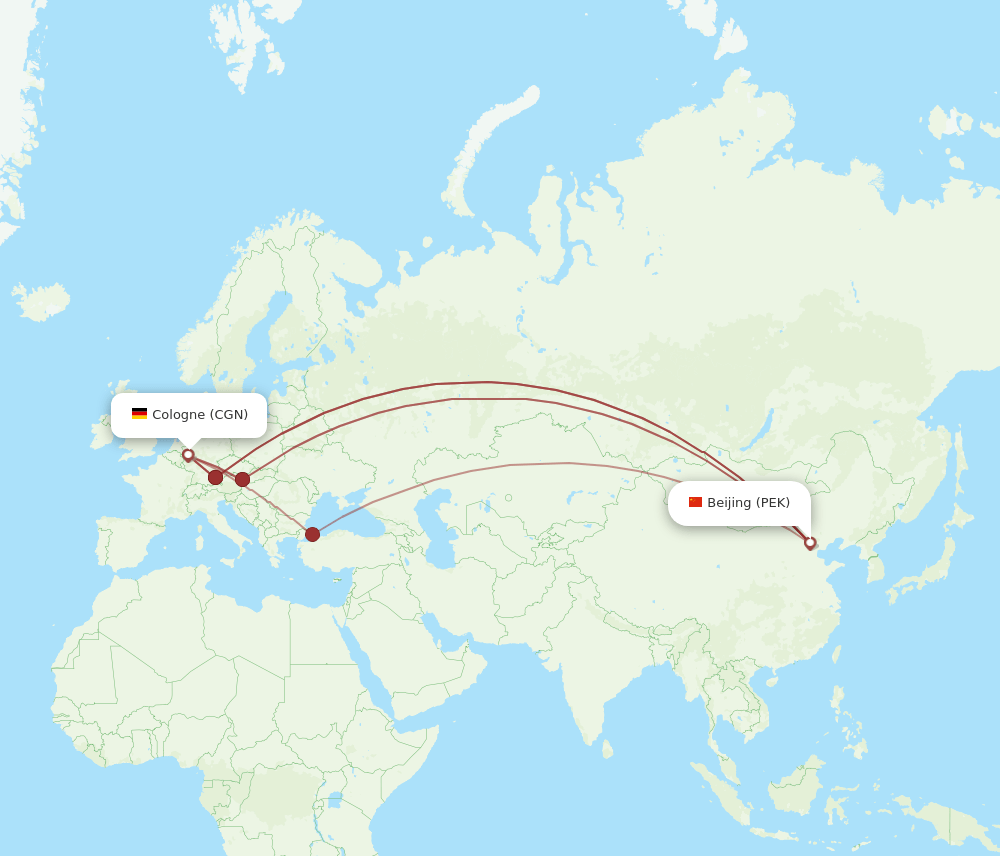 PEK-CGN flight routes