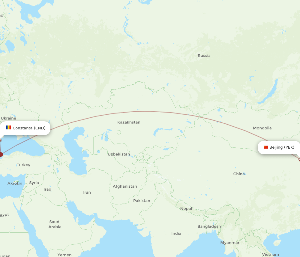 PEK-CND flight routes