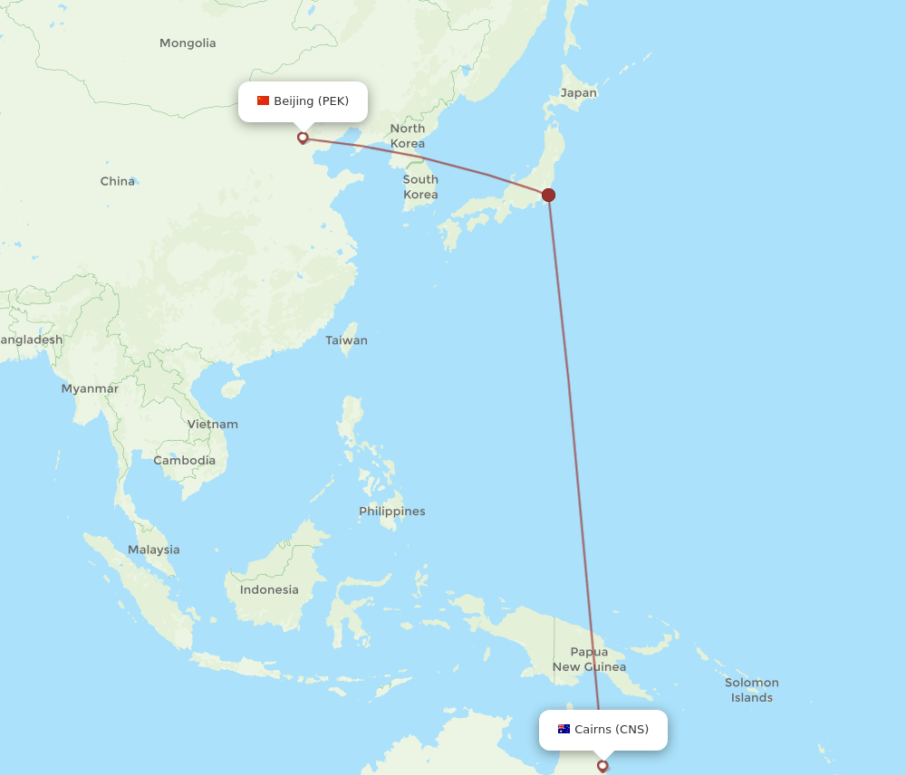 PEK-CNS flight routes