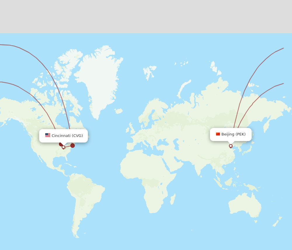 PEK-CVG flight routes