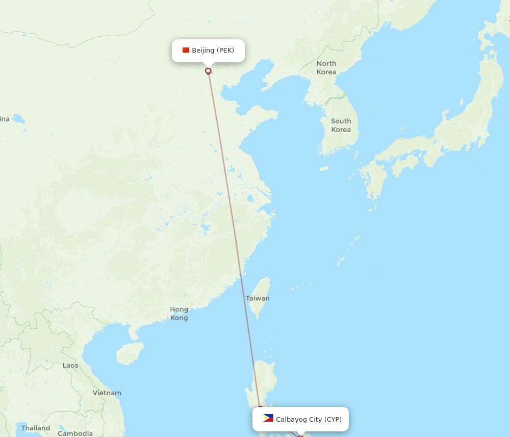 PEK-CYP flight routes