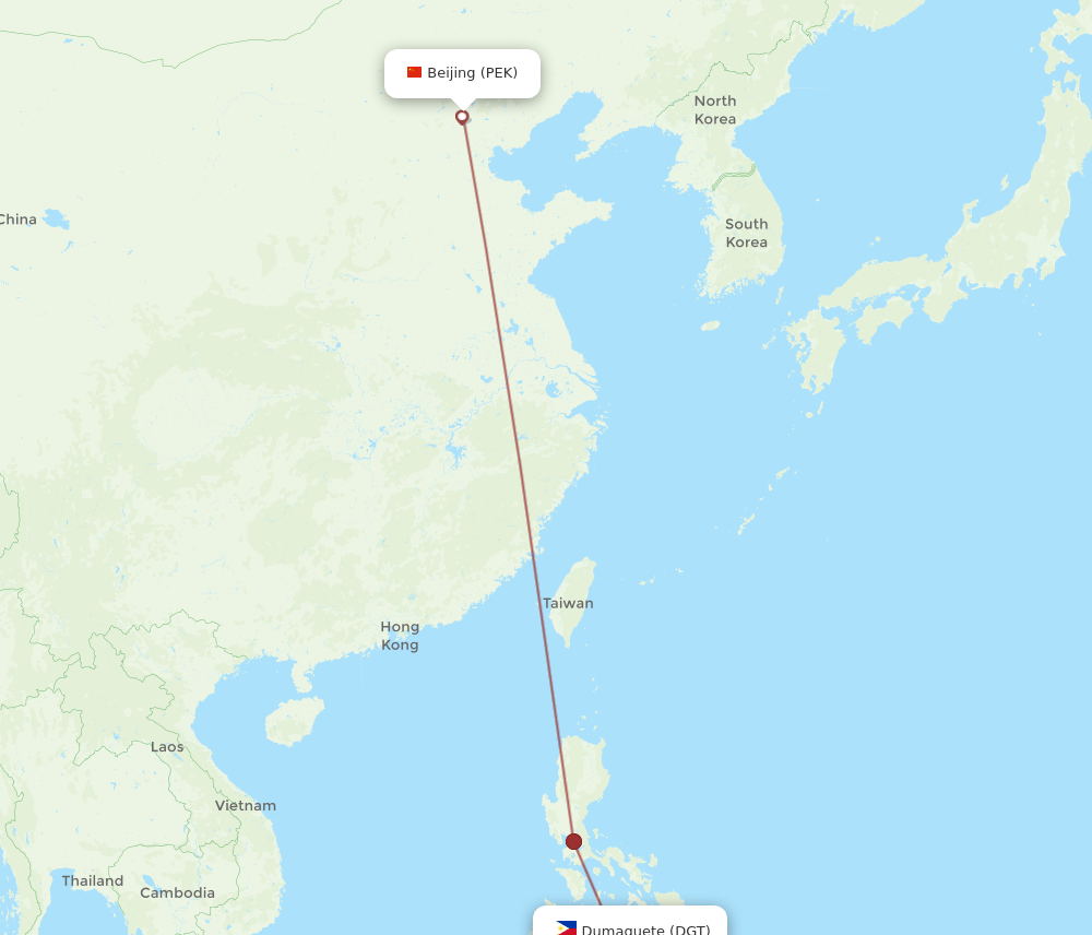 PEK-DGT flight routes
