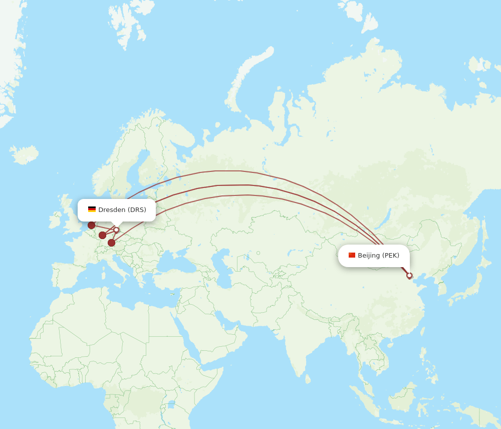 PEK-DRS flight routes