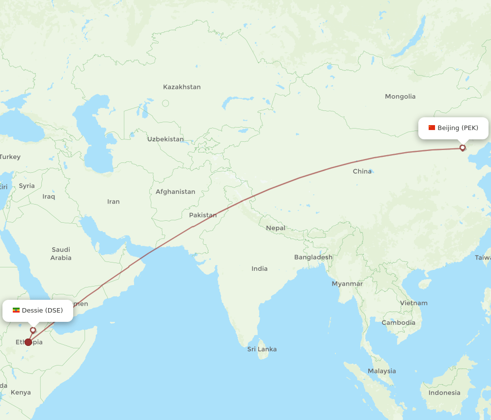 PEK-DSE flight routes