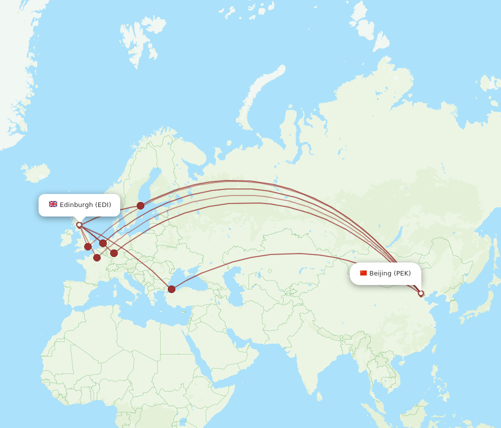 PEK-EDI flight routes
