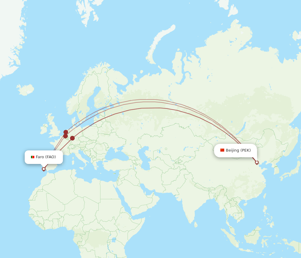 PEK-FAO flight routes