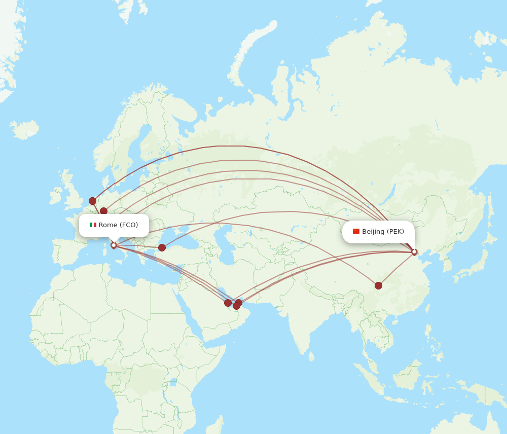 PEK-FCO flight routes