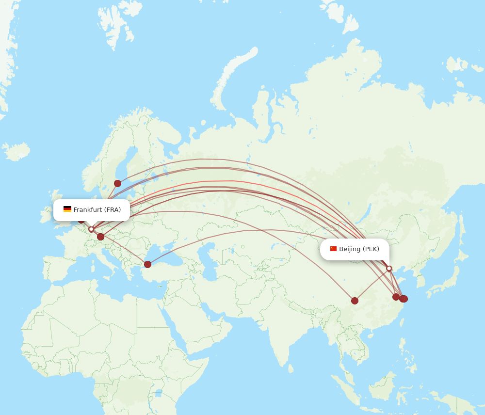 PEK-FRA flight routes
