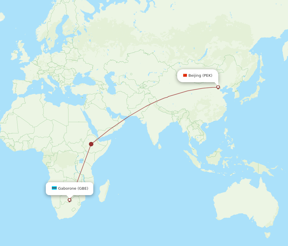 PEK-GBE flight routes