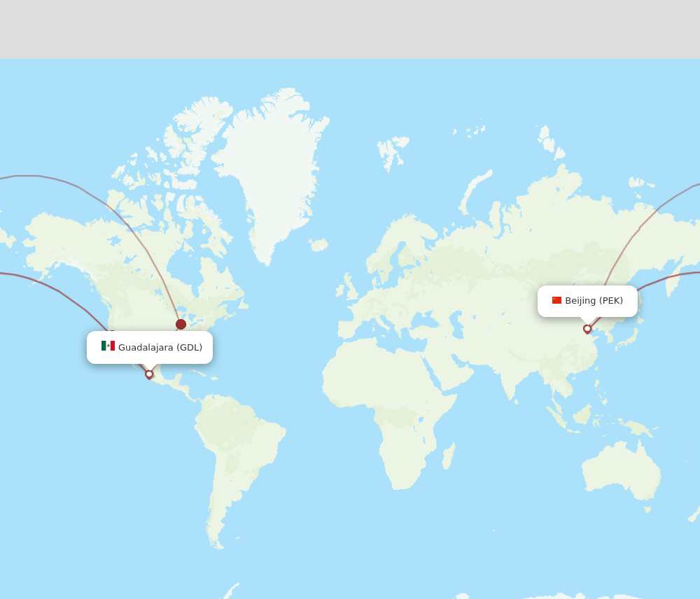 PEK-GDL flight routes