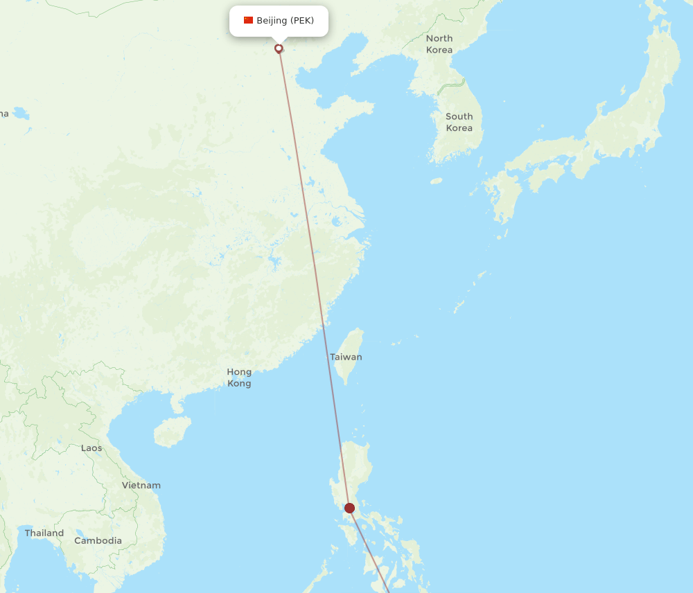 Beijing - General Santos City route map and flight paths