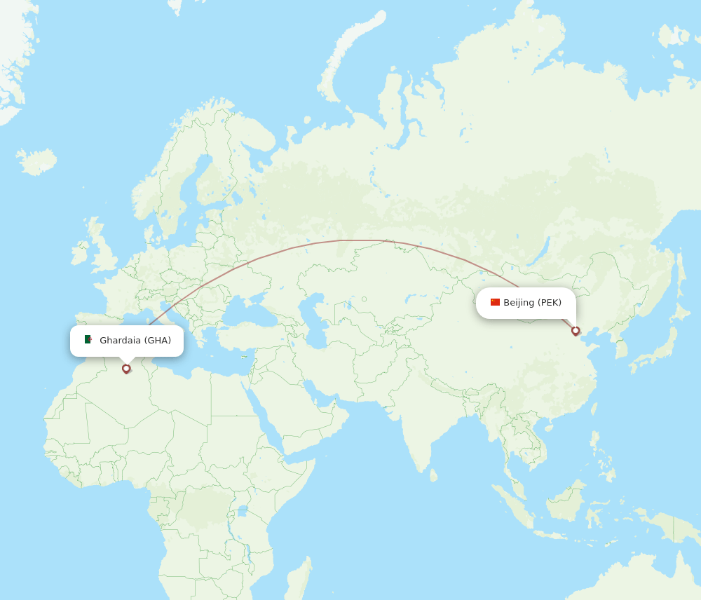 PEK to GHA flights and routes map
