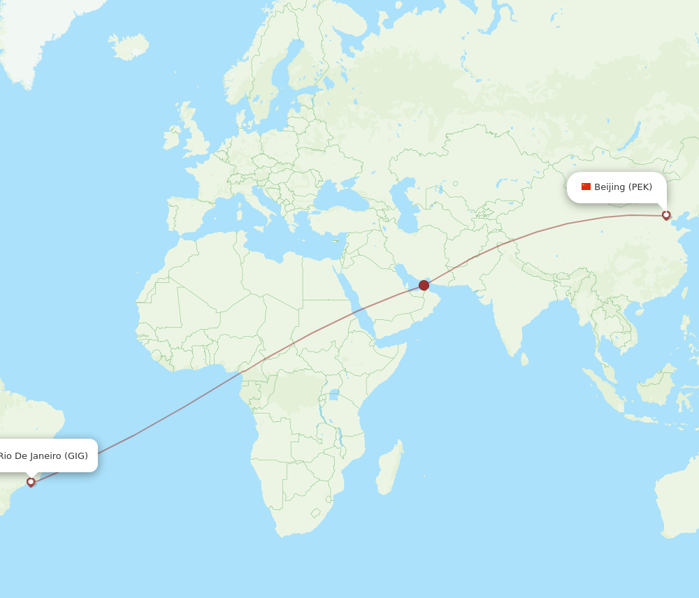 PEK to GIG flights and routes map