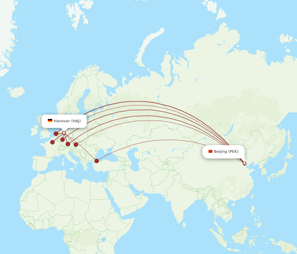 PEK-HAJ flight routes