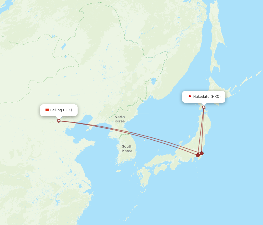 PEK-HKD flight routes