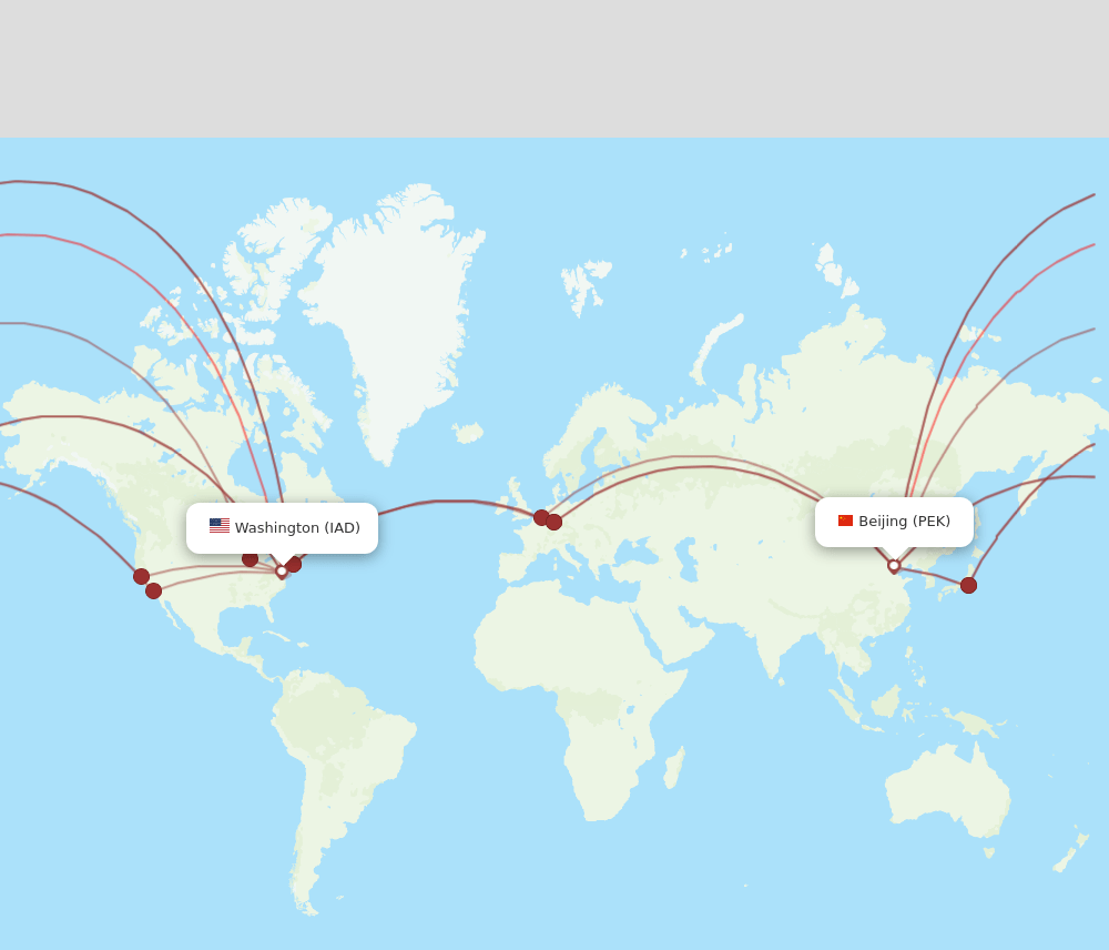 PEK-IAD flight routes