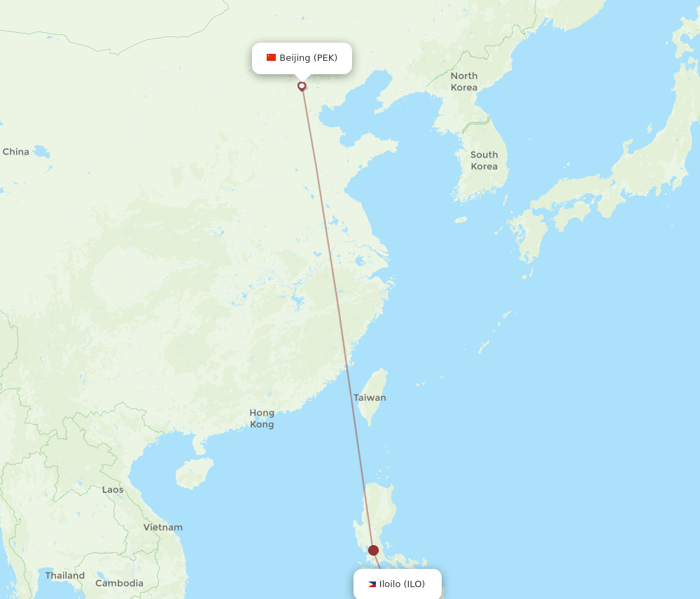 PEK-ILO flight routes
