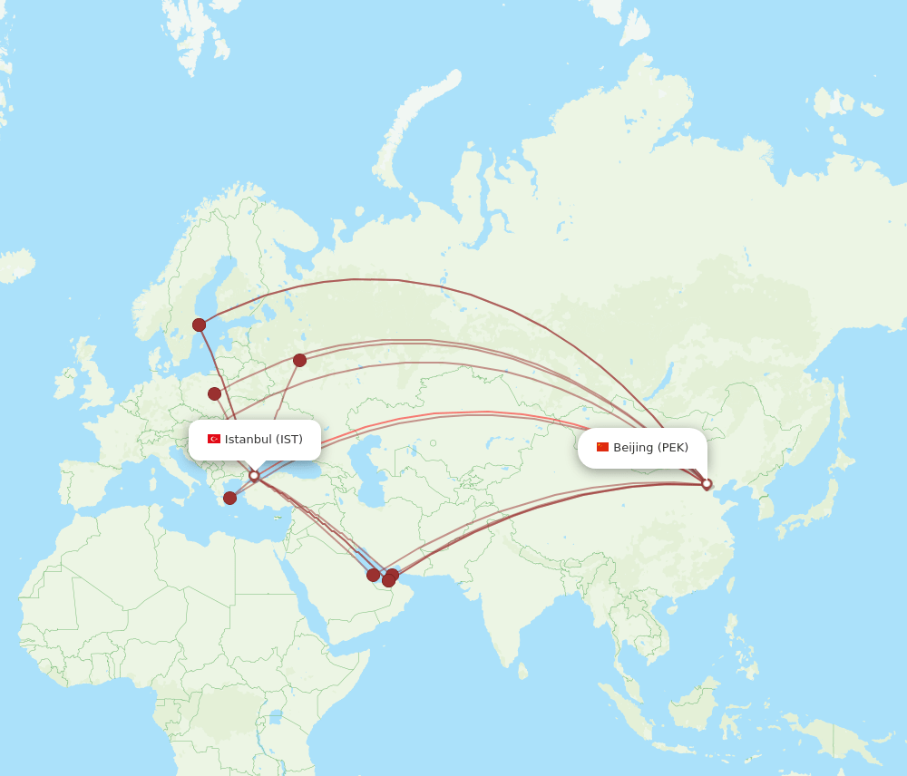 PEK-IST flight routes
