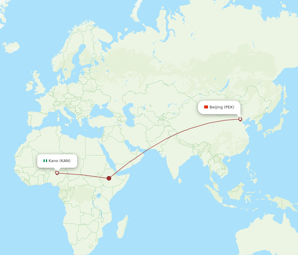 PEK-KAN flight routes
