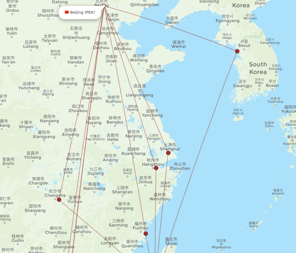 PEK-KHH flight routes