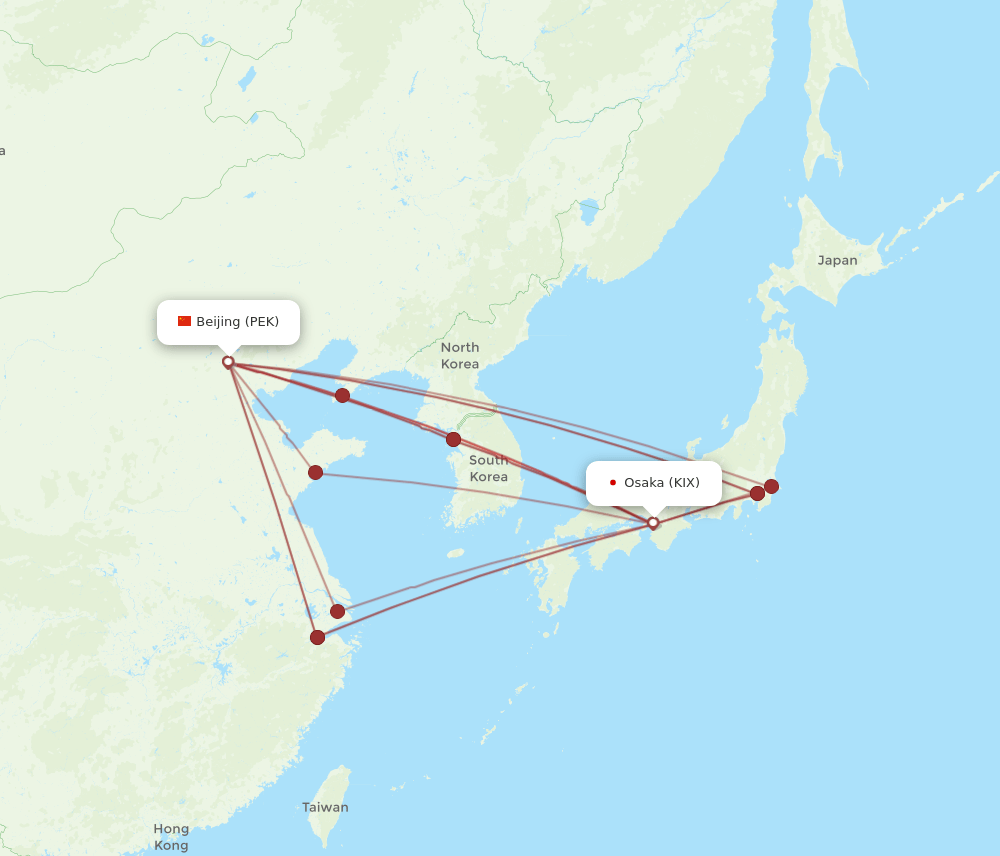 PEK-KIX flight routes