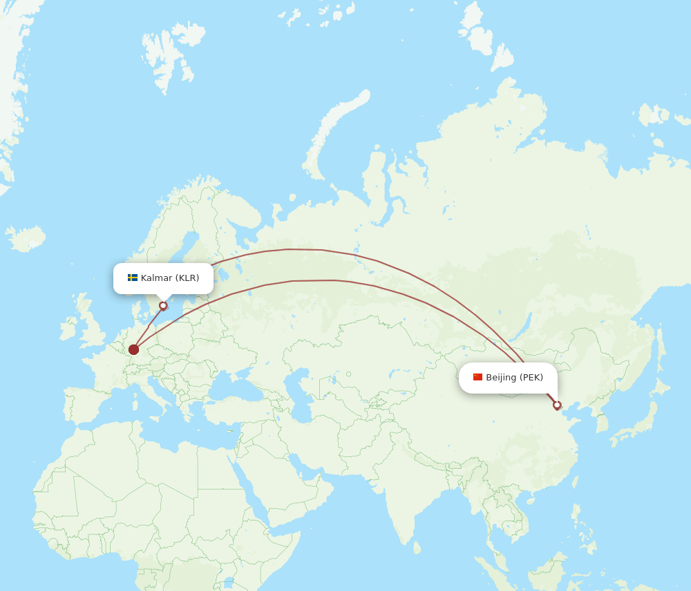 PEK-KLR flight routes