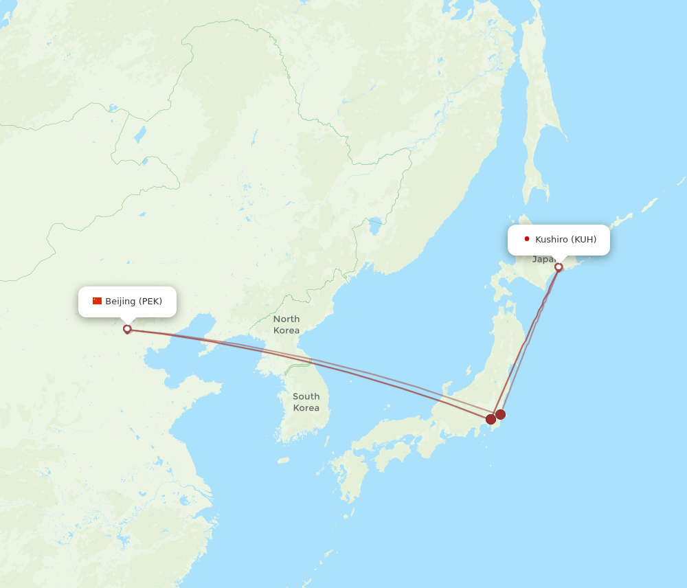 PEK-KUH flight routes