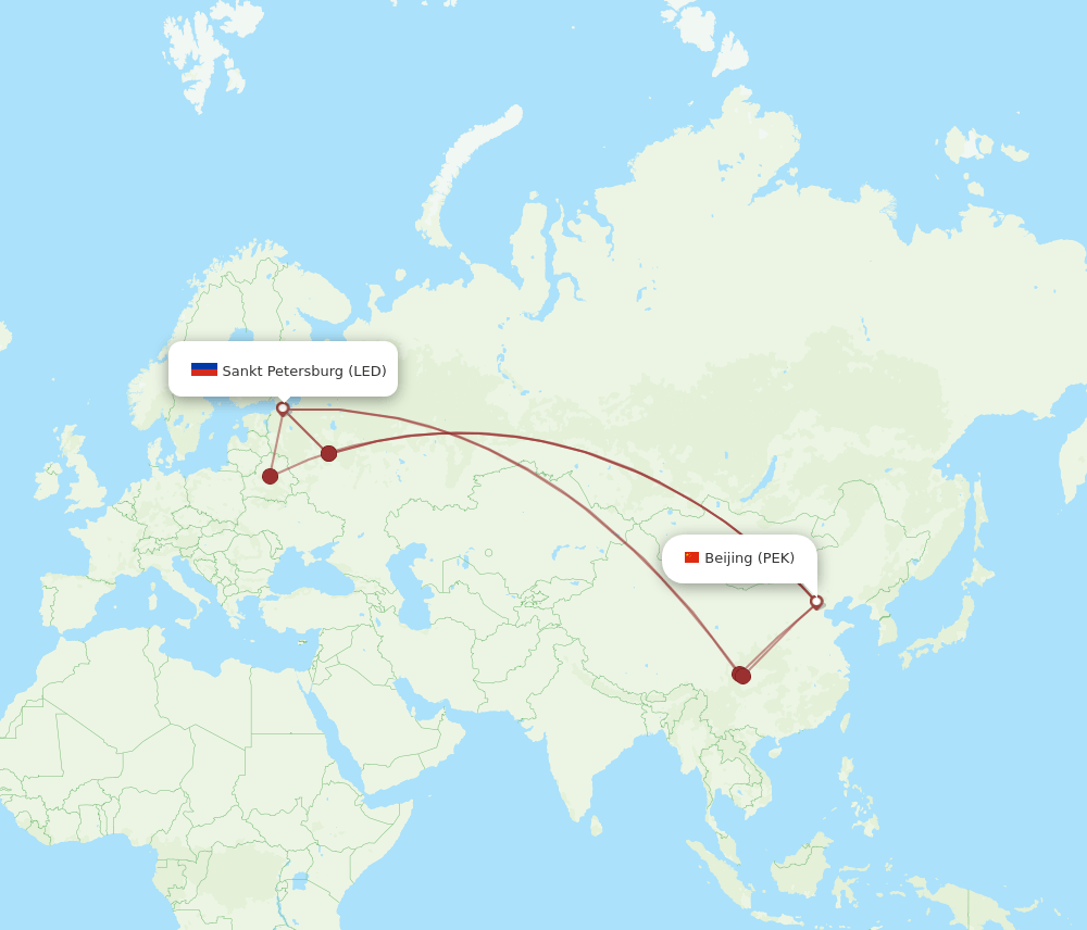 PEK-LED flight routes