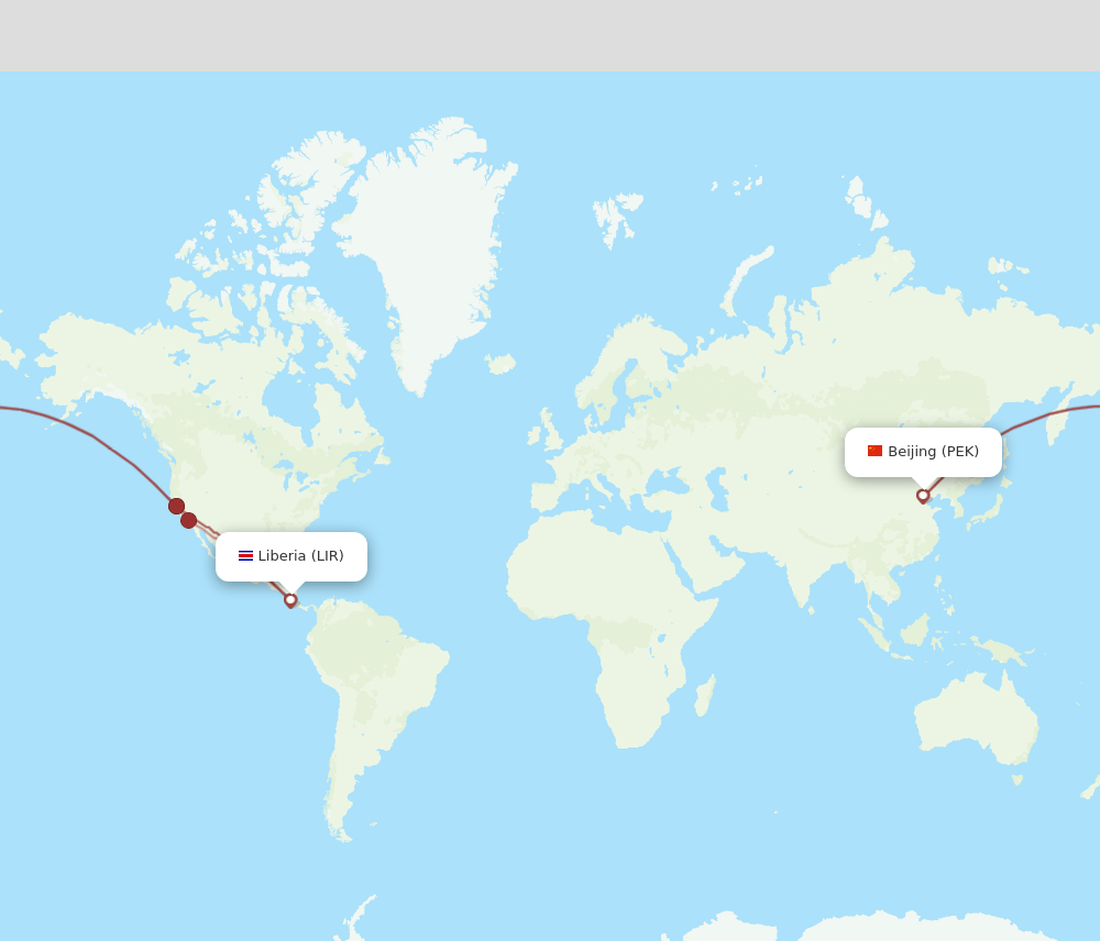 PEK-LIR flight routes