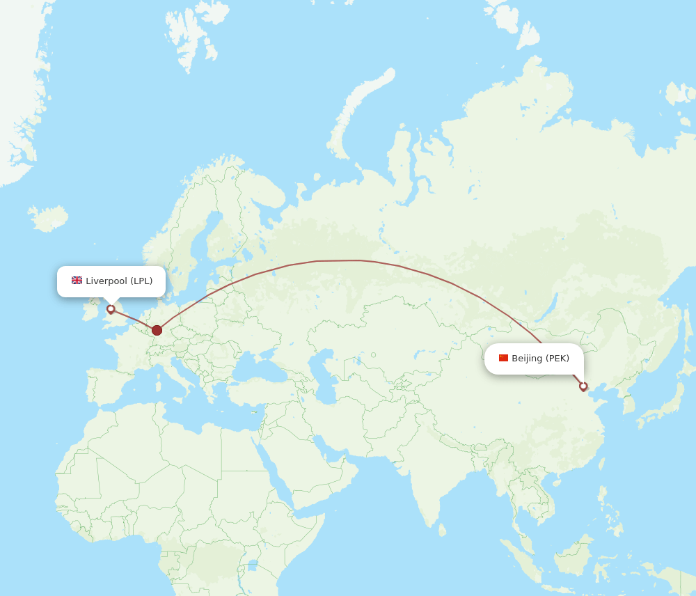 PEK-LPL flight routes