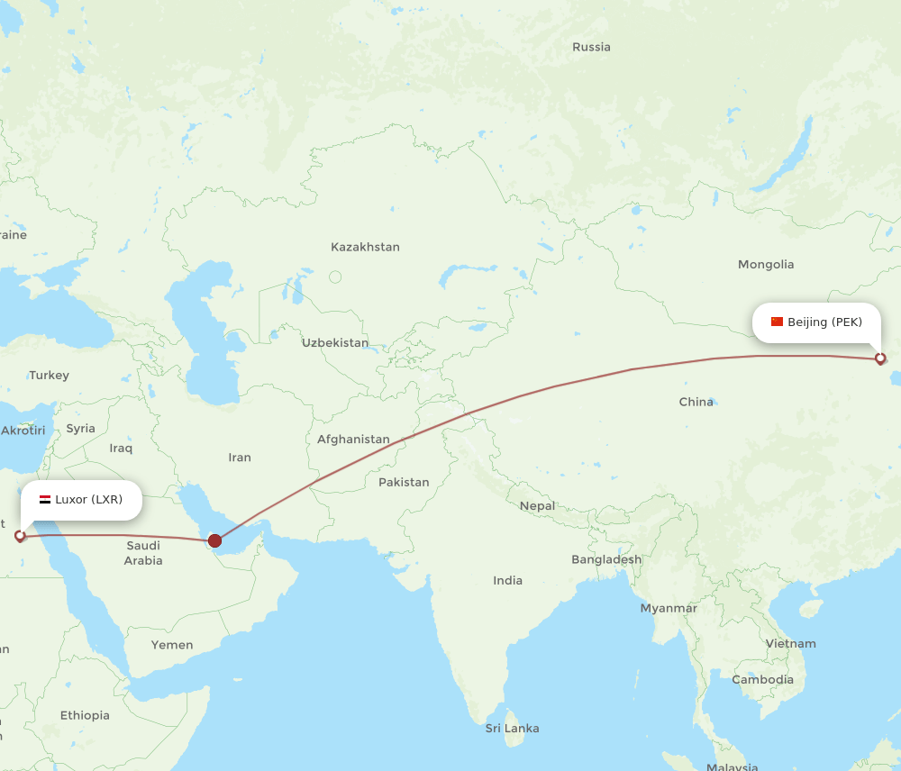 PEK-LXR flight routes